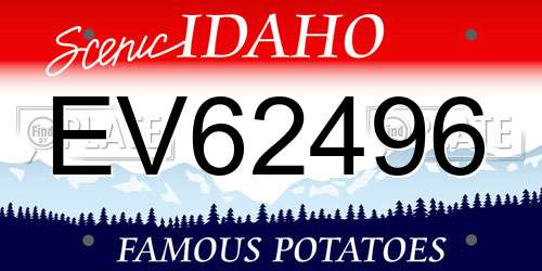 EV62496 Idaho License Plate