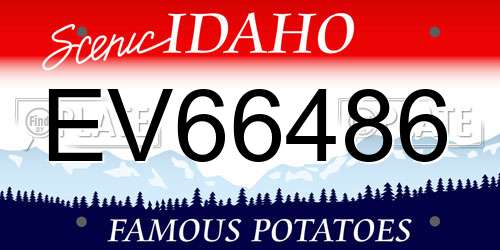 EV66486 Idaho License Plate
