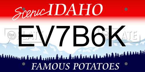 EV7B6K Idaho License Plate