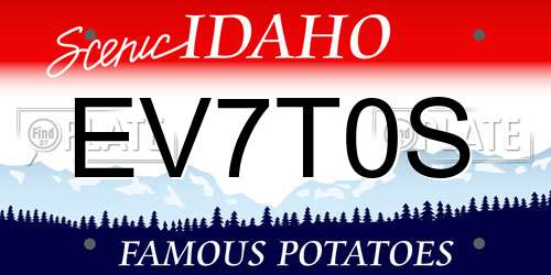 EV7T0S Idaho License Plate