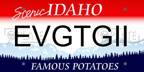 EVGTGII Idaho License Plate