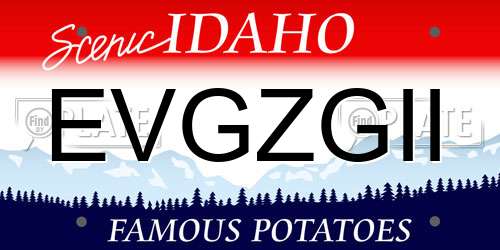 EVGZGII Idaho License Plate