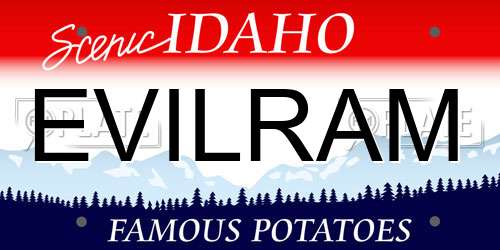 EVILRAM Idaho License Plate