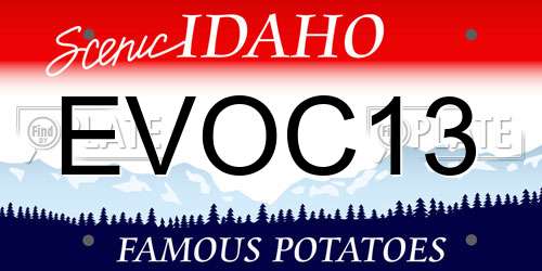EVOC13 Idaho License Plate