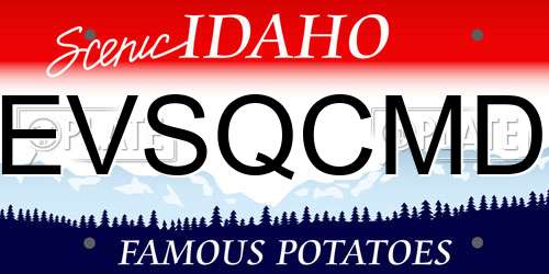 EVSQCMD Idaho License Plate