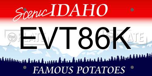 EVT86K Idaho License Plate