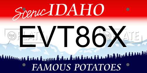 EVT86X Idaho License Plate