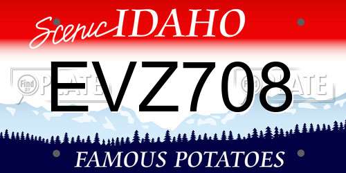 EVZ708 Idaho License Plate