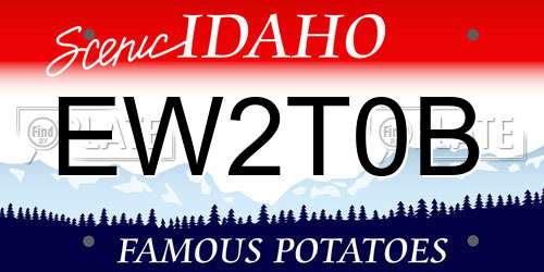 EW2T0B Idaho License Plate