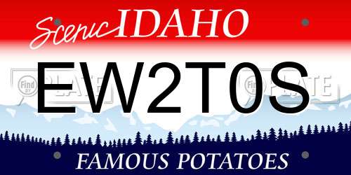 EW2T0S Idaho License Plate