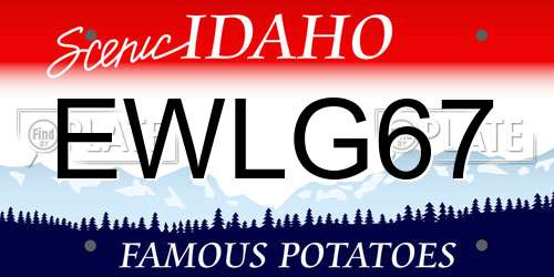 EWLG67 Idaho License Plate