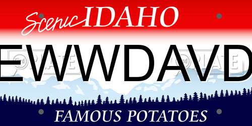 EWWDAVD Idaho License Plate