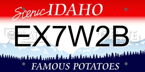 EX7W2B Idaho License Plate