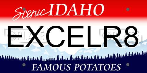 EXCELR8 Idaho License Plate