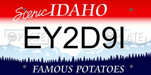 EY2D9I Idaho License Plate