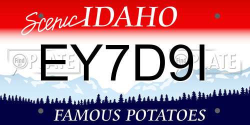 EY7D9I Idaho License Plate
