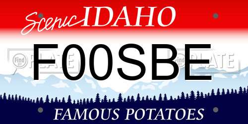 F00SBE Idaho License Plate