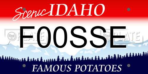 F00SSE Idaho License Plate
