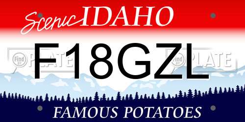 F18GZL Idaho License Plate