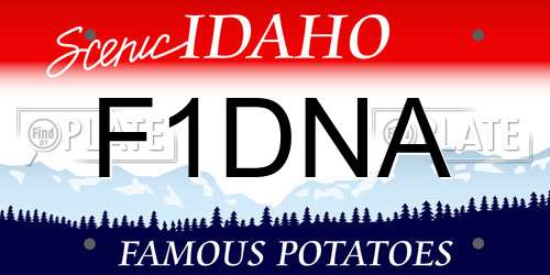 F1DNA Idaho License Plate