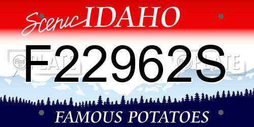 F22962S Idaho License Plate