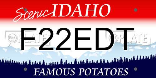F22EDT Idaho License Plate