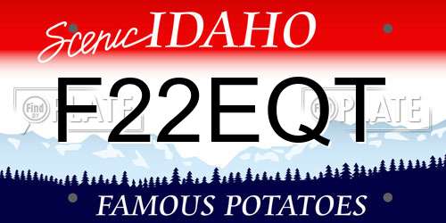 F22EQT Idaho License Plate