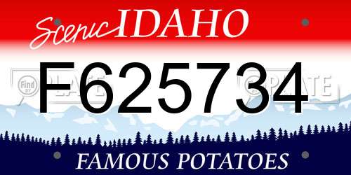 F625734 Idaho License Plate