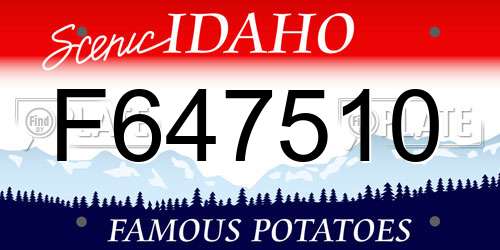 F647510 Idaho License Plate