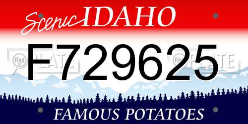 F729625 Idaho License Plate