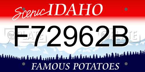 F72962B Idaho License Plate