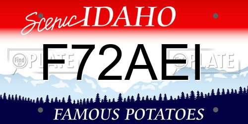 F72AEI Idaho License Plate