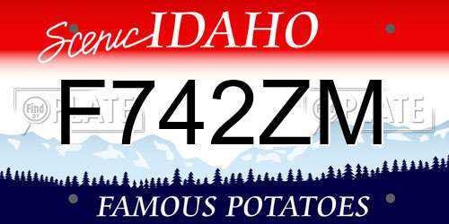 F742ZM Idaho License Plate