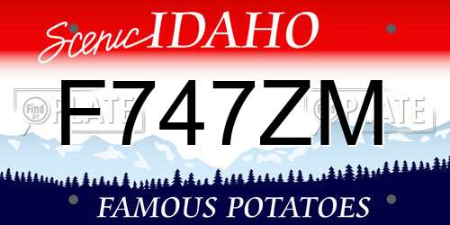 F747ZM Idaho License Plate