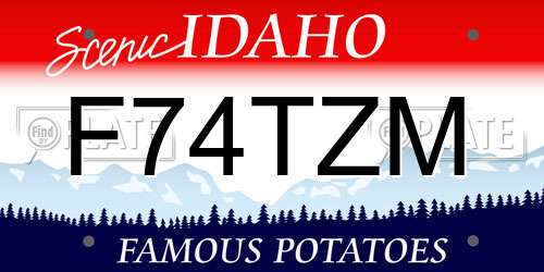 F74TZM Idaho License Plate