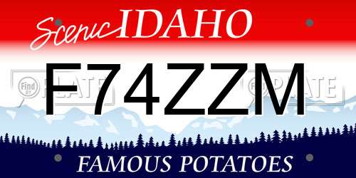 F74ZZM Idaho License Plate