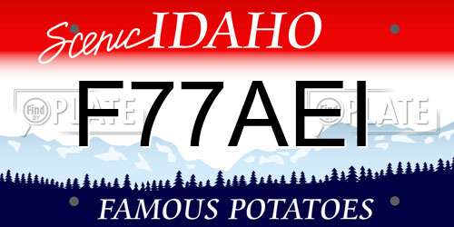 F77AEI Idaho License Plate