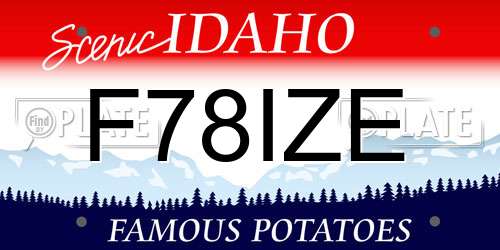 F78IZE Idaho License Plate