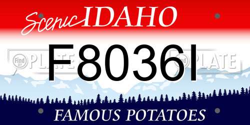 F8036I Idaho License Plate