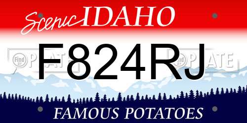 F824RJ Idaho License Plate