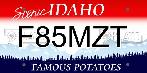 F85MZT Idaho License Plate
