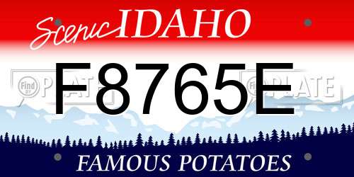 F8765E Idaho License Plate