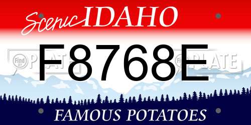 F8768E Idaho License Plate