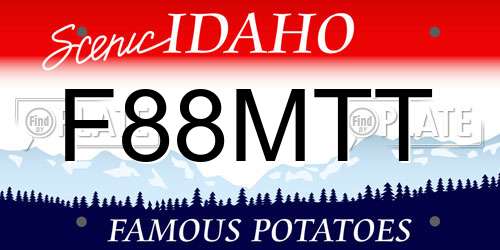 F88MTT Idaho License Plate