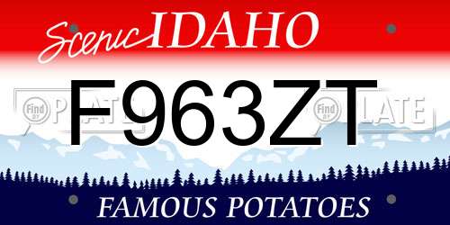 F963ZT Idaho License Plate