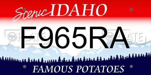 F965RA Idaho License Plate