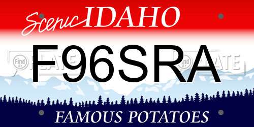 F96SRA Idaho License Plate