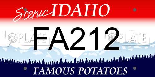 FA212 Idaho License Plate