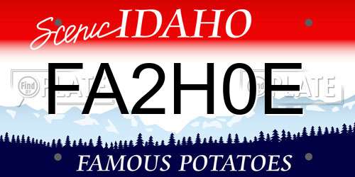FA2H0E Idaho License Plate