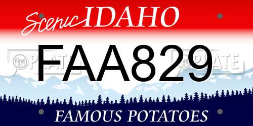FAA829 Idaho License Plate